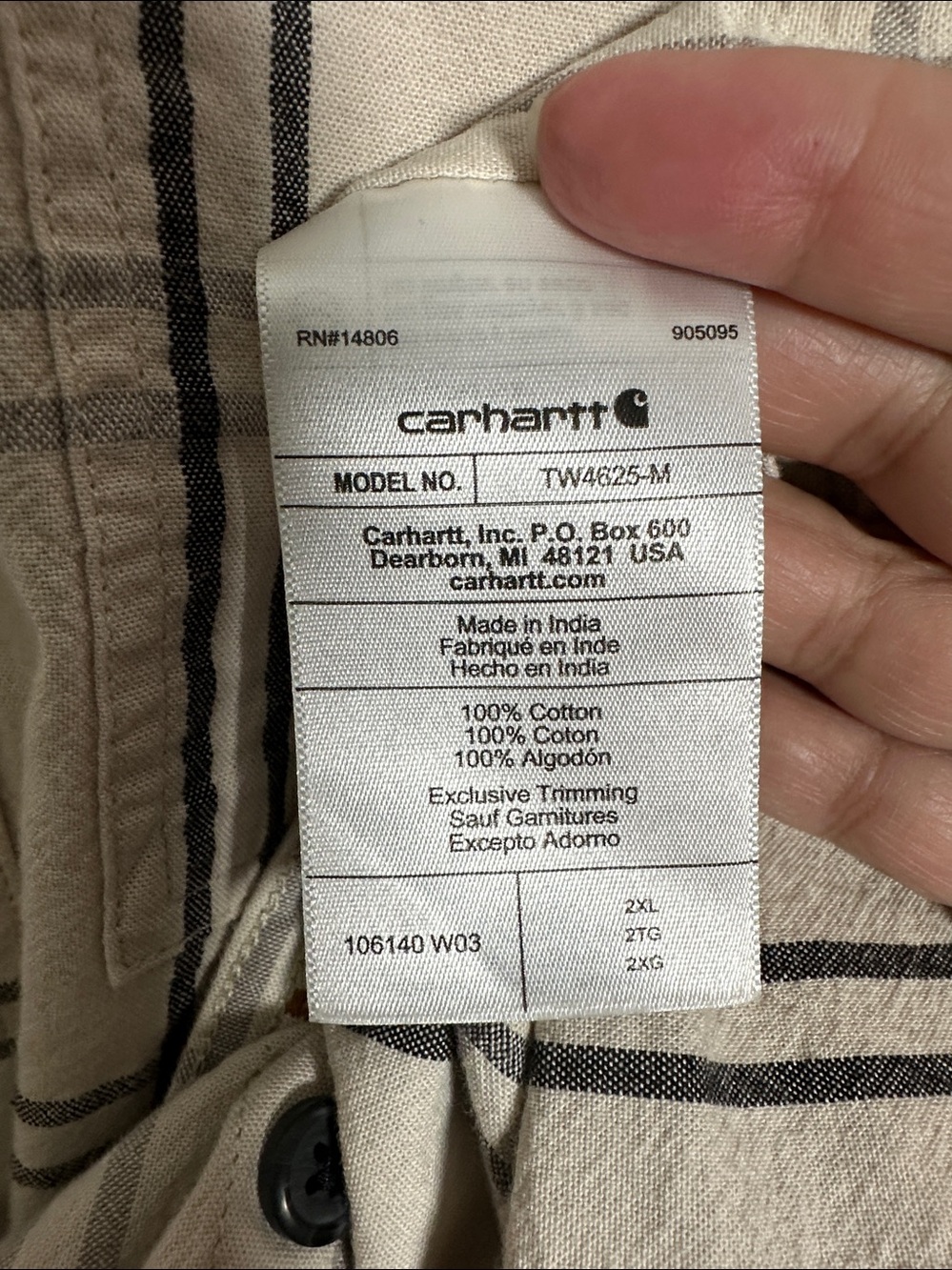 Carhartt Men’s Loose Fit Button Down Shirt Size 2XL - Picture 5 of 7